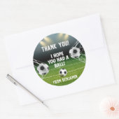 ブルーグリーンサッカースタジアムスポーツテーマ誕生日 ラウンドシール (封筒)