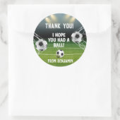 ブルーグリーンサッカースタジアムスポーツテーマ誕生日 ラウンドシール (バッグ)