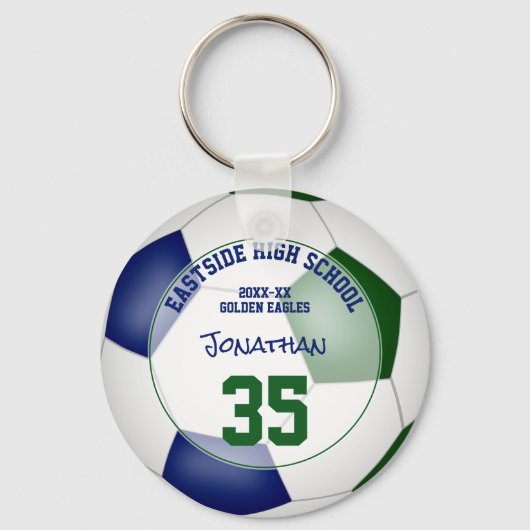 ブルーグリーンサッカーチームの子供たちが10歳未満のプレゼントをスポーツする キーホルダー (正面)