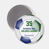 ブルーグリーンサッカーチームカラーアスリート名 マグネット (正面/裏面)