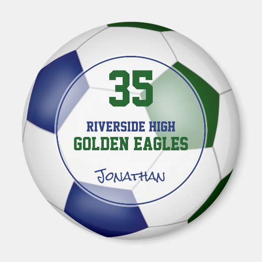 ブルーグリーンサッカーチームカラーアスリート名 マグネット (正面)