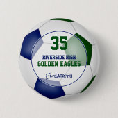 ブルーグリーンサッカーチームカラーアスリート名 缶バッジ (正面)