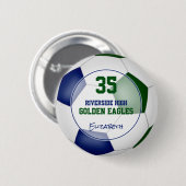 ブルーグリーンサッカーチームカラーアスリート名 缶バッジ (正面&裏面)