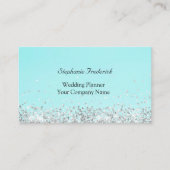 ブルーグリーンシルバーグリッターフェミニンスモールビジネス 名刺 (正面)