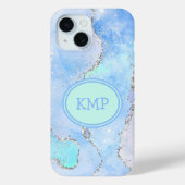 ブルーグリーンシルバーグリッター大理石スワールモノグラム Case-Mate iPhoneケース (裏面)