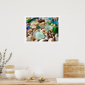 ブルーグリーンシーガラスプリント沿岸装飾品 ポスター (キッチン)