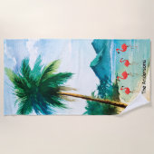 ブルーグリーンシー海トロピカル ビーチタオル (正面)