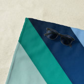 ブルーグリーンジグザグストライプビーチタオル ビーチタオル (インサイチュ)