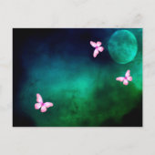 ブルーグリーンスカイムーンピンク花模様キンセアニェラ ポストカード (裏面)