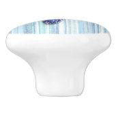 ブルーグリーンストライプのビーチシーシェルスターフィッシュデザイン セラミックノブ (側面)