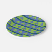 ブルーグリーンストライプクリスマスツリー ペーパープレート (アングル)