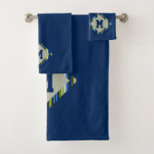 ブルーグリーンストライプダイヤモンドモノグラム バスタオルセット (インサイチュ)