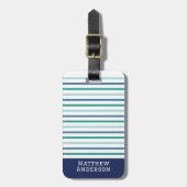 ブルーグリーンストライプモノグラム ラゲッジタグ (正面縦)