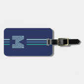 ブルーグリーンストライプモノグラム ラゲッジタグ (正面横)
