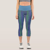 ブルーグリーンストライプ カプリレギンス (正面)