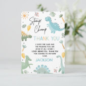 ブルーグリーンストンプチョンプパーティー恐竜1st誕生日 サンキューカード (スタンド正面)