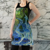 ブルーグリーンスワールオールオーバープリントエプロン エプロン