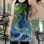 ブルーグリーンスワールオールオーバープリントエプロン エプロン
