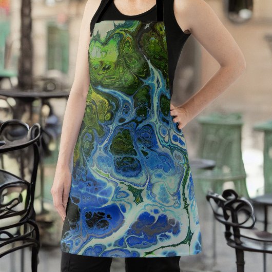 ブルーグリーンスワールオールオーバープリントエプロン エプロン