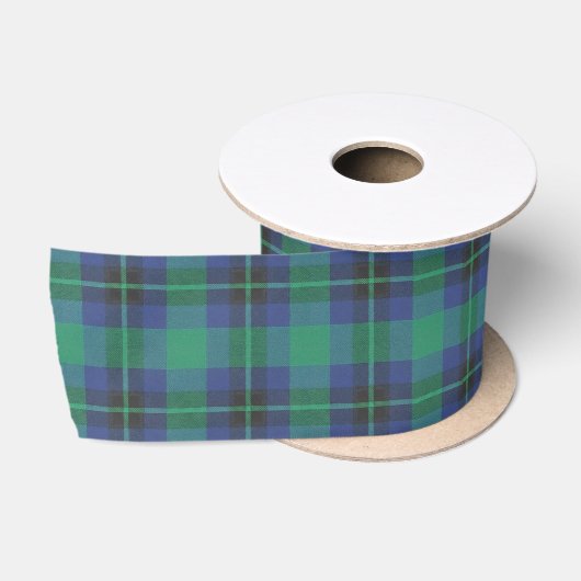 ブルーグリーンタータンチェック柄 スクエア柄 サテンリボン (リール)