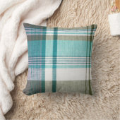 ブルーグリーンタータンチェック格子枕 クッション (ブランケット)