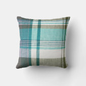 ブルーグリーンタータンチェック格子枕 クッション (裏面)