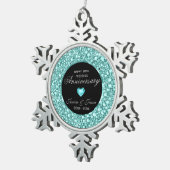 ブルーグリーンダイヤモンドグリッター10周年記念 スノーフレークピューターオーナメント (右)