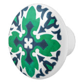 ブルーグリーンダマスク装飾キャビネット セラミックノブ (右)