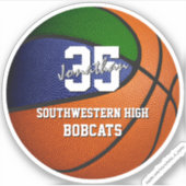 ブルーグリーンチームカラーズキッズ10代バスケットボール シール (正面)