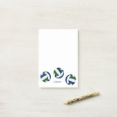 ブルーグリーンチームカラーバレーボールコーチ ポストイット (デスク上)