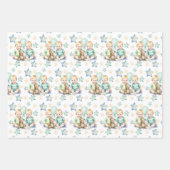 ブルーグリーンツイン男の赤ちゃんベビーシャワーまたは新生児 ラッピングペーパーシート (正面)