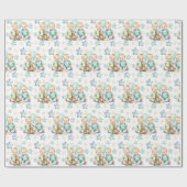 ブルーグリーンツイン男の赤ちゃんベビーシャワーまたは新生児 ラッピングペーパー (フラット)