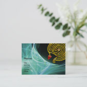 ブルーグリーンティール(緑がかった色)光波の超迷路 名刺 (スタンド正面)