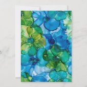 ブルーグリーンティール（緑がかった色）水彩90誕生日 招待状 (裏面)