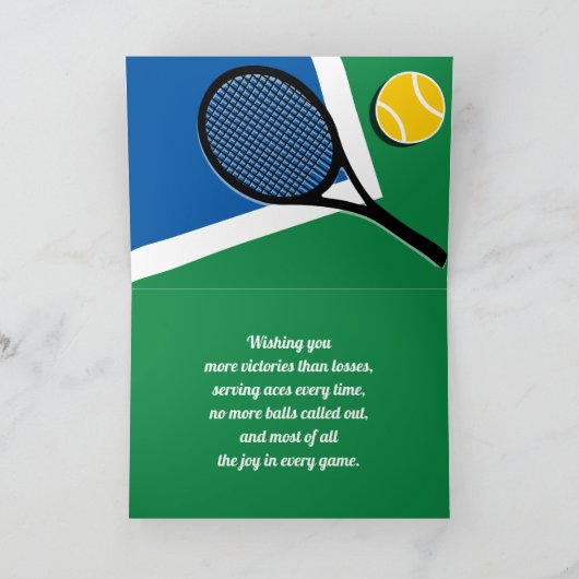 ブルーグリーンテニスコートのカスタマイズ可能なカード カード (内部)