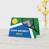 ブルーグリーンテニスコートのカスタマイズ可能なカード カード (黄色い花)