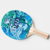 ブルーグリーンデジタル大理石の流体アートパーソナライズされた 卓球ラケット (横)
