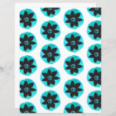 ブルーグリーントロピカルフラワーパターンスクラップブック紙 (正面/裏面)