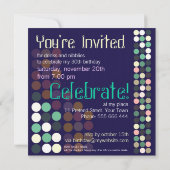 ブルーグリーンドポップ・アートのットパーティー誕生日招待状 招待状 (裏面)