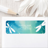 ブルーグリーンドラゴンフライ差出人住所ラベルテンプレート ラベル (インサイチュ)