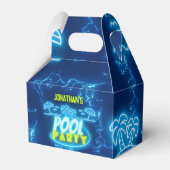 ブルーグリーンネオン白熱［赤熱］光を放つボーイズ誕生日プールパーティー フェイバーボックス (裏面サイド)