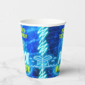 ブルーグリーンネオン白熱［赤熱］光を放つボーイズ誕生日プールパーティー 紙コップ (右)