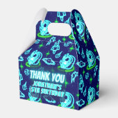 ブルーグリーンネオン白熱［赤熱］光を放つ宇宙ロケット フェイバーボックス (正面サイド)