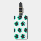 ブルーグリーンハワイアンフラワー ラゲッジタグ (正面縦)