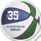 ブルーグリーンバスケットチームカラーパーソナライズされた シール (正面)