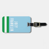 ブルーグリーンバック名門私立校風のパックパーソナライズされたラベル ラゲッジタグ (正面横)