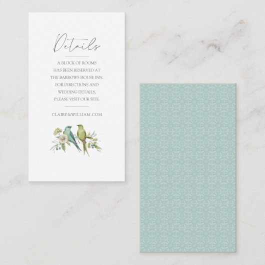 ブルーグリーンバード植物水結婚色 エンクロージャーカード (正面/裏面)