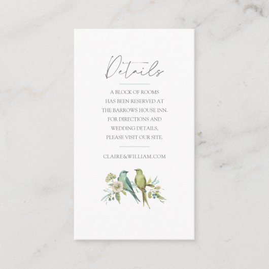 ブルーグリーンバード植物水結婚色 エンクロージャーカード (正面)