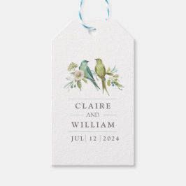 ブルーグリーンバード植物水結婚色 ギフトタグ