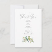 ブルーグリーンバード植物水結婚色 サンキューカード (正面)